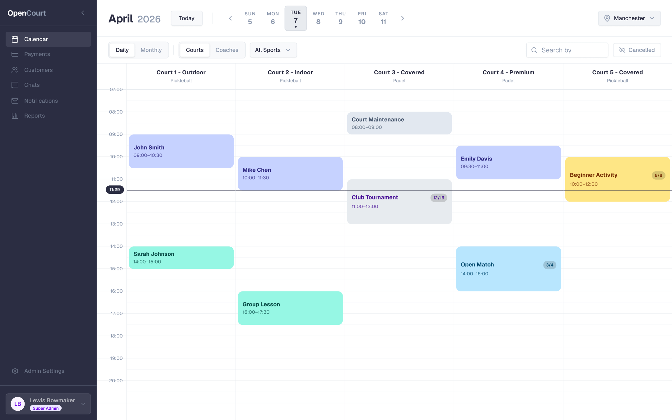 Open Court admin dashboard